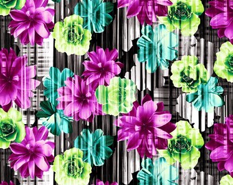 100/% Cotton ST104-SE2 Steel In Bloom by Cotton Floral Garden Seafoam
