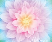Hoffman - Dream Big - Floral - Opal - Digital Print - 42 quot Square Panel - Cotton Fabric by the Panel P4389-132