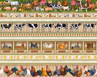 BTY Around the Farm Stripe Fabric 100/% Cotton