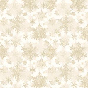 EOB P&B Textiles Snowfall Layered Snowflakes Ecru Cotton Fabric by the Yard or Select Length SNOF5454-E