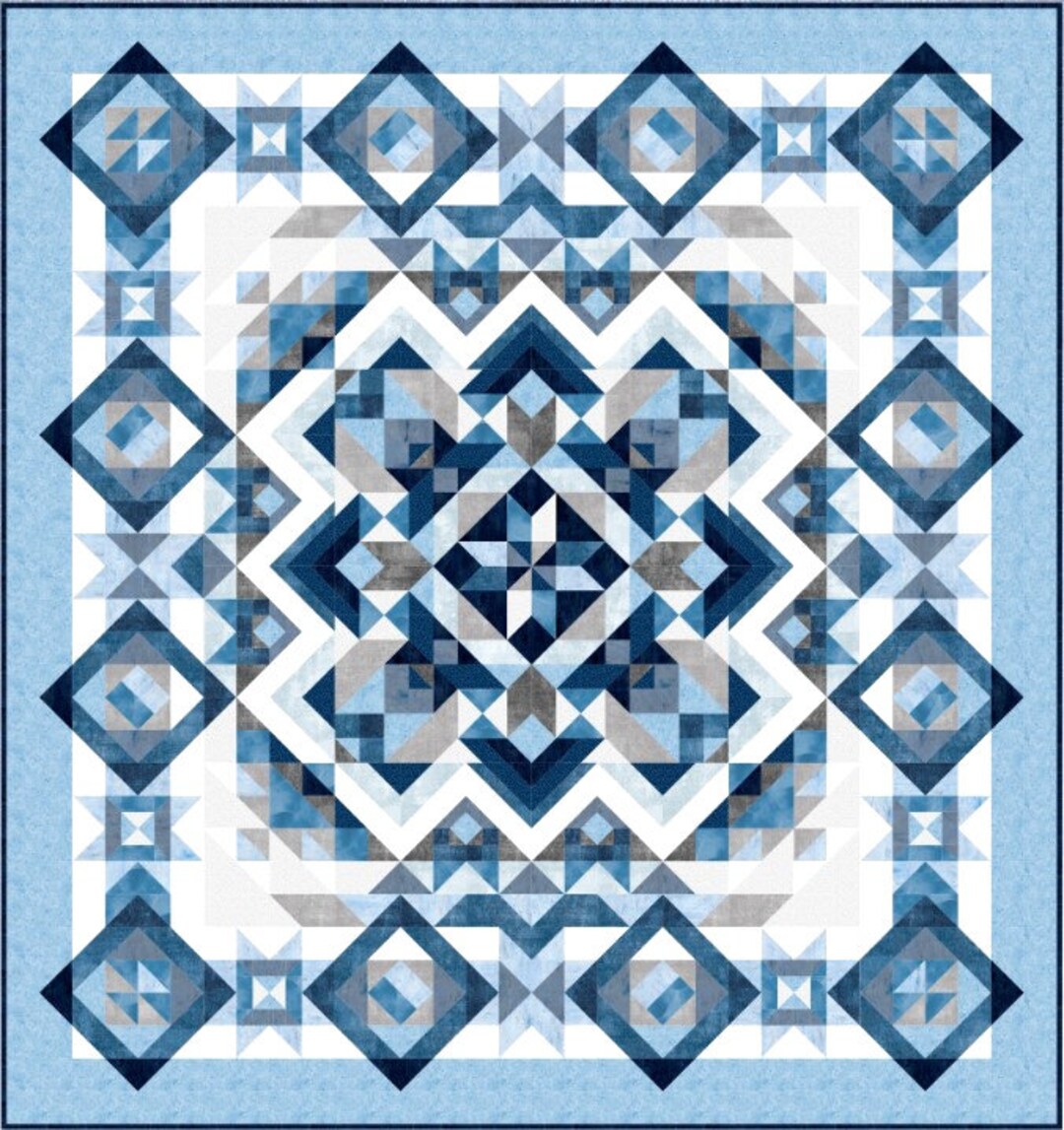 Quilt Kitzephyr96 X 102 Blue Gray and White Queen Size Quilt includes
