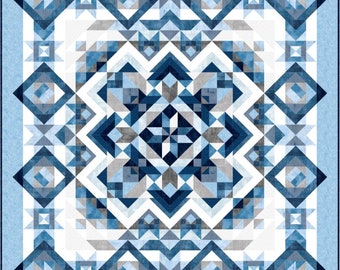 Quilt Kit~Zephyr~96" x 102" Blue Gray and White Queen Size Quilt (Includes Fabric for Top of Quilt and Binding) AAFQK-949