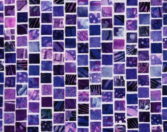 Hoffman~Mosaic Masterpiece~Mosaic Tiles~Digital Print~Amethyst~Cotton Fabric by the Yard or Select Length S4808-91