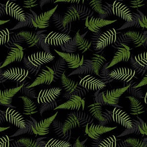 Wilmington Prints~Daydream Garden~Fern Toss~Black~Cotton Fabric by the Yard or Select Length 50015-977