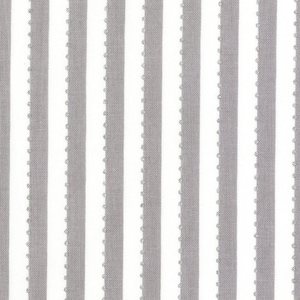 May include: White fabric with gray stripes. The stripes have a scalloped edge.