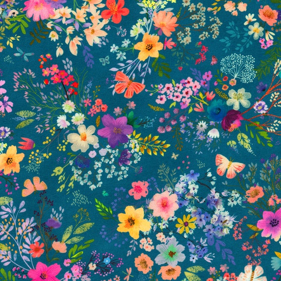 Unicorn Meadow Floral in Blue Unicorn Meadow Floral in Blue