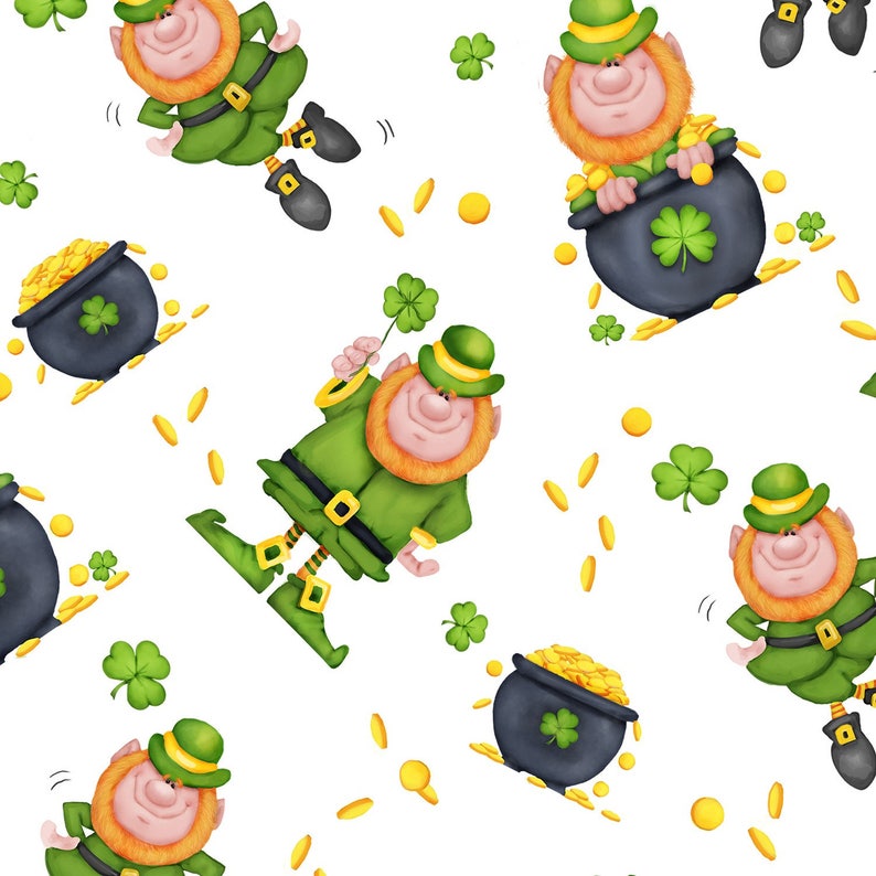 Henry Glass Lucky Me Leprechaun Toss Multi Fabric by | Etsy