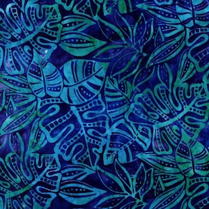 EOB~Robert Kaufman~Artisan Batik~Totally Tropical~Leaves~Ultra Marine-Cotton Batik Fabric by the Yard or Select Length AMD21313360