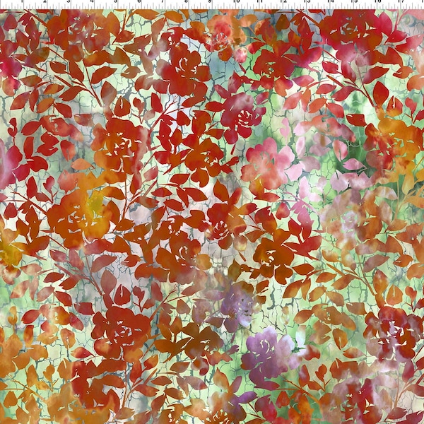 In The Beginning~Haven~Roses~Digital Print~Red~Cotton Fabric by the Yard or Select Length 3HVN-1