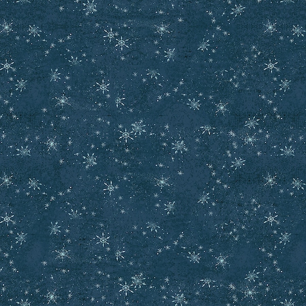 Clothworks~Snovalley~Snowflakes~Dark Sky~Cotton Fabric by the Yard or Select Length Y3874-99