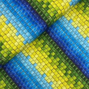Quilting Treasures Glass Menagerie Tile Stripe Digital Print Blue/Green Cotton Fabric by the Yard or Select Length 28036-BG