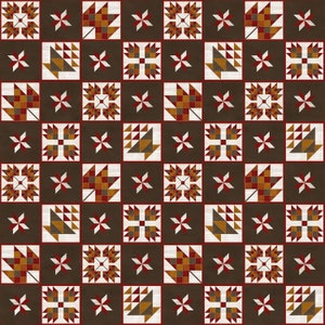 Riley Blake~Fall Barn Quilts~Quilt Blocks~Brown~Cotton Fabric by the Yard or Select Length C12201R-BROWN