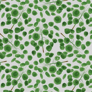 May include: A seamless pattern featuring watercolor illustrations of green leaves. The leaves are arranged in a repeating pattern, creating a natural and organic feel.