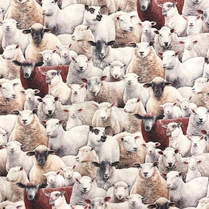 Elizabeths Studio~Farm Animals~Packed Sheep~Multi~Cotton Fabric by the Yard or Select Length 600E-MLT