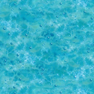 Elizabeths Studio~Landscape Medley/Race to Safety~Ocean Water~Turquoise~Cotton Fabric by the Yard or Select Length 1611E-TURQUOISE