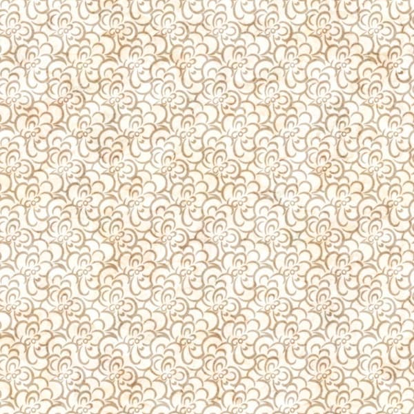 EOB~Quilting Treasures~Cotton Couture~Floral Scroll~Digital Print~Cream/Gold~Cotton Fabric by the Yard 27868-ES