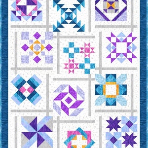 Quilt Kit~Bijou Wonder~55&quot; x 71&quot; Geo Sampler Block Throw Quilt (includes fabric for top of quilt & binding) AAFQK-869