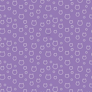 Quilting Treasures - Cat in the Box - Cat Heads - Digital Print - Lilac - Cotton Fabric by the Yard or Select Length 28580-L