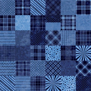Tesoros de acolchado ~ Indivisible ~ Patchwork patriótico ~ Impresión digital ~ Azul ~ Tela de algodón cortada a medida o seleccione largo 28683-B