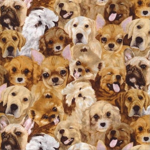 Paintbrush Studio~My Pet Family~Packed Dogs~Brown~Cotton Fabric by the Yard 120-16041