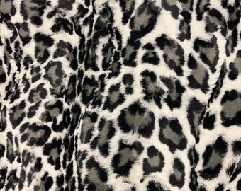 EOB~Shannon - Luxe Cuddle® Leopard - 10mm Pile - White - Minky Fabric by the Yard LCLEOPARD-WHITE