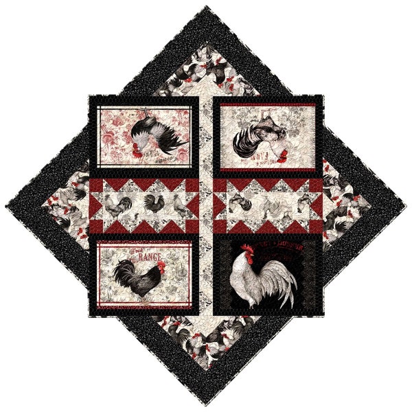Quilt Kit~Proud Rooster~41" x 41" Rooster Block Table Topper Quilt (includes fabric for top of quilt & binding) AAFQK-849