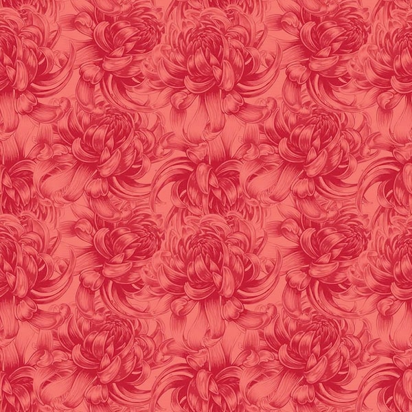 Northcott - Morning Blossom - Chrysanthemum Blender - Red - Cotton Fabric by the Yard or Select Length 24925-24