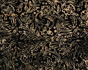 Island Batik Kings Castle Fabric by Kathy Engle Outline Vine Design in Black Beige Gray Batik Quilting Cotton with Length Options 122244795