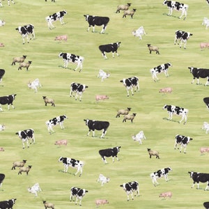Riley Blake~Barn Quilts~Animals~Green~Cotton Fabric by the Yard or Select Length CD11051R-GREEN