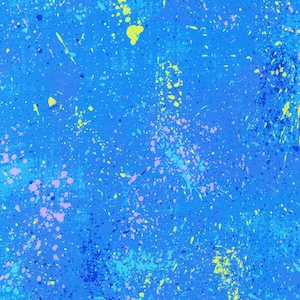 Wishell by Robert Kaufman~Color Wheel Splatter~108&quot; Wide Backing~Cerulean~Cotton Fabric by the Yard or Select Length WELDX21619243