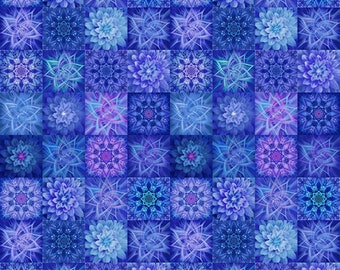 Hoffman Dream Big Tiles 2-1/2" Square Tiles Spectrum Digital Print Indigo Cotton Fabric by the Yard or Select Length V5254-68