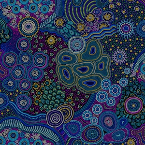 Oasis Fabrics~Baiames Spirit~Patchwork~Blue~Cotton Fabric by the Yard or Select Length 598381