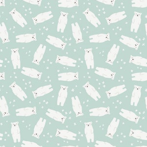 Riley Blake~Nice Ice Baby~Polar Bear~Mint~Cotton Fabric by the Yard or Select Length C11601R-MINT