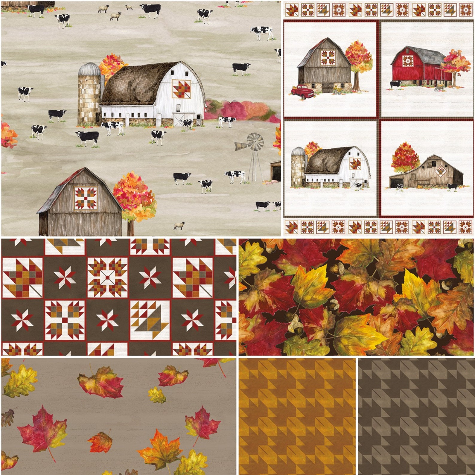 Riley Blake Fall Barn Quilts Quilt Blocks Brown Cotton Etsy Australia