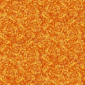 May include: Abstract pattern with swirling orange and yellow shapes. The pattern is reminiscent of a painting.