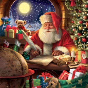 Northcott~Letters to Santa~43&quot; x 44.5&quot; Santa Panel~Digital~Blue/Multi~Cotton Fabric by the Panel DP27125-44