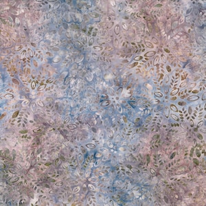 EOB~Wilmington Batiks~Plum Bouquet~Floral and Leaves~Blue/Green~Cotton Batik Fabric by the Yard or Select Length 22297-471