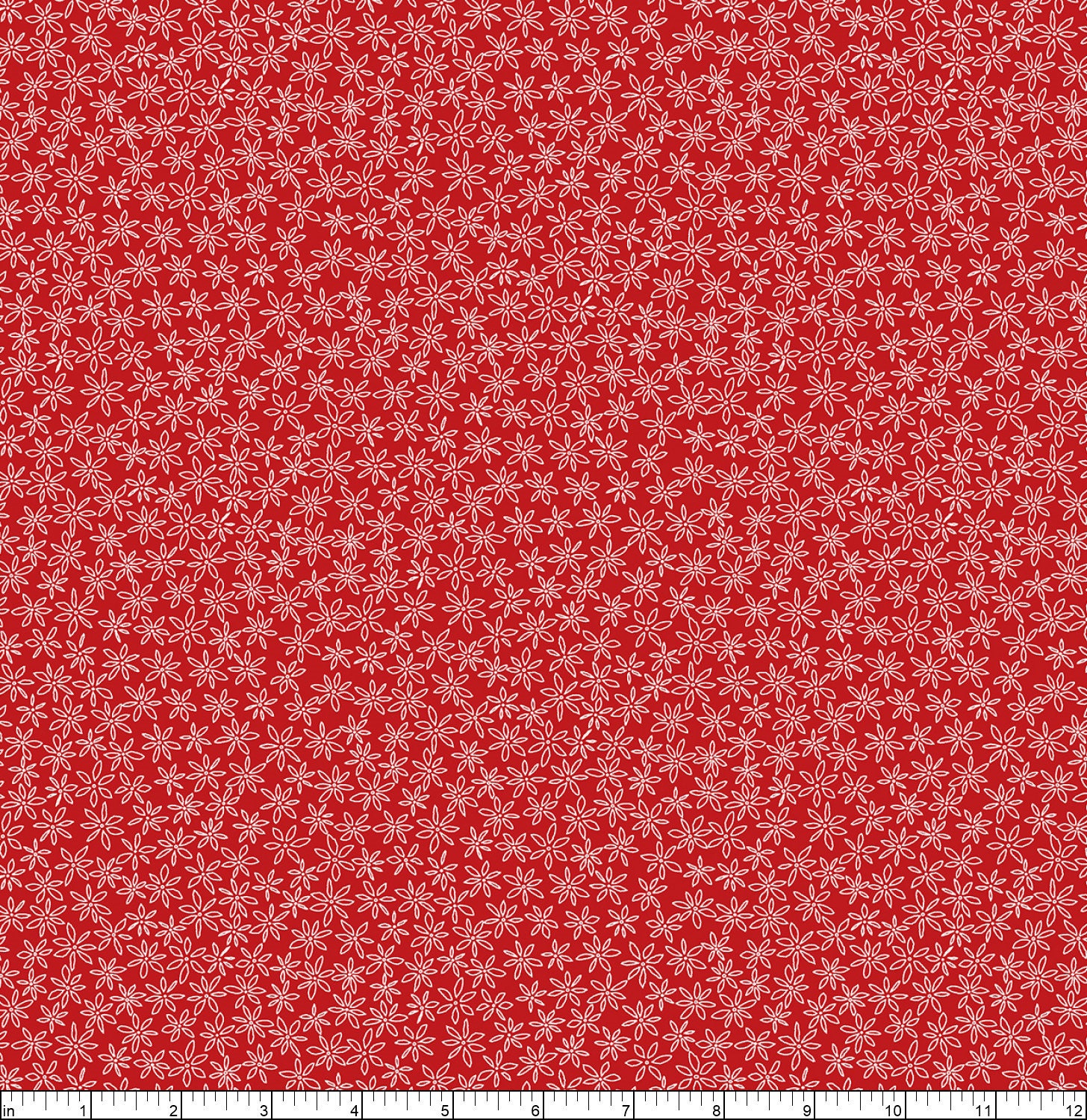 Timeless Treasures~Garden Redwork~Ditsy Floral Outline~Red~Cotton Fabric by the Yard or Select Length CD3102-RED