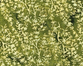 Island Batik~Earthly Greens~Herb Bush~Green Ivy~Cotton Batik Fabric by the Yard or Select Length 112321645