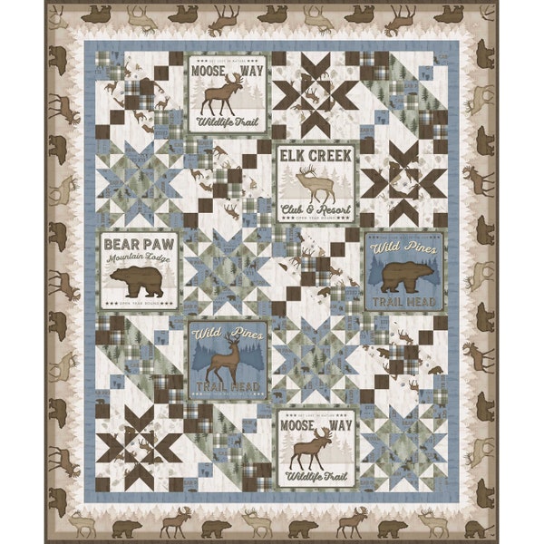 Quilt Kit~Wildlife Trail~61" x 73" Wildlife Block Throw Quilt (Includes Fabric for Top of Quilt and Binding) AAFQK-1218