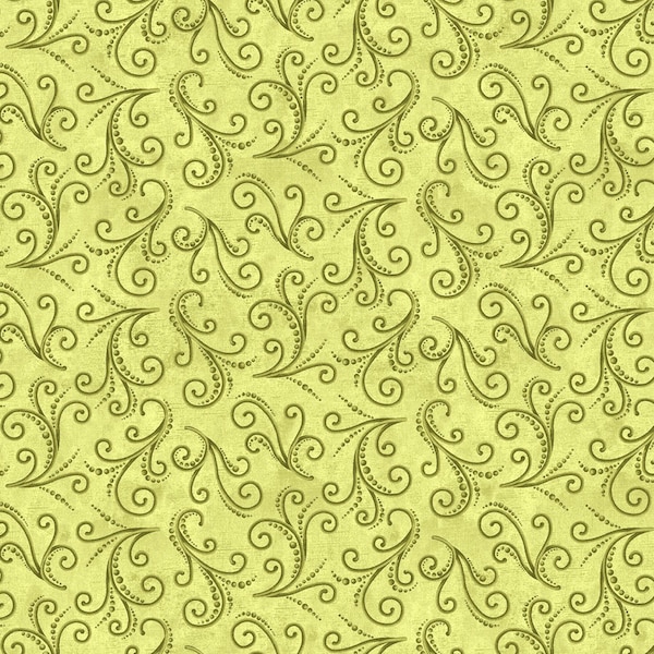 Benartex~Parrot Habitat~Destiny Swirl~Light Lime~Cotton Fabric by the Yard or Select Length 16184-04