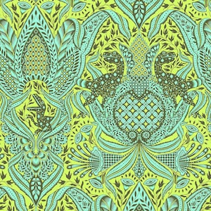 Free Spirit~Roar by Tula Pink~Gift Rapt~Lime~Cotton Fabric by the Yard or Select Length PWTP224-LIME
