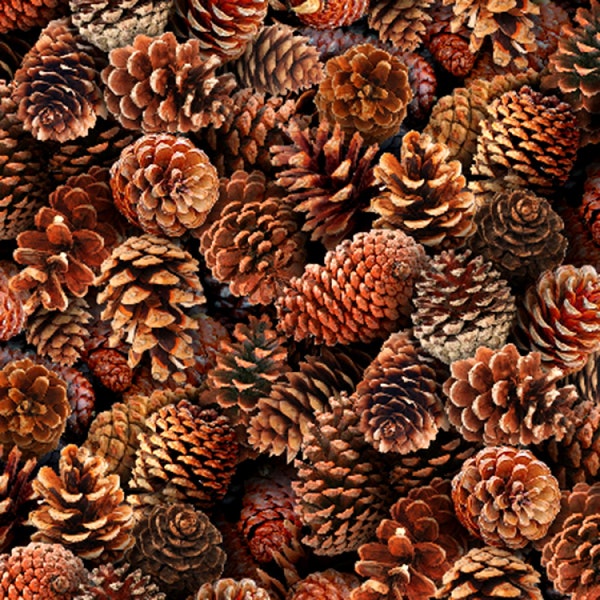 Elizabeths Studio~Landscape Medley~Packed Pine Cones~Brown~Cotton Fabric by the Yard or Select Length 454E-BRN