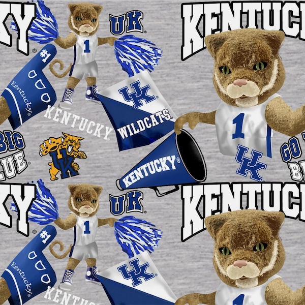 Sykel Enterprises~College Cottons~NCAA Kentucky Wildcats~Digital~Gray~Cotton Fabric by the Yard or Select Length KY-1164