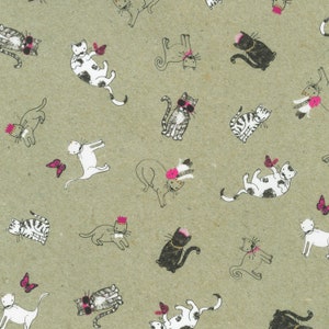 Robert Kaufman~Fancypants~Cats~Natural~Cotton Fabric by the Yard or Select Length AWUD2208414