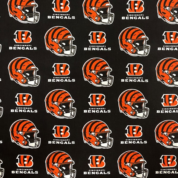 Fabric Traditions - NFL Cotton - Cincinnati Bengals - Black - Cotton Fabric by the Yard or Select Length 6229-D