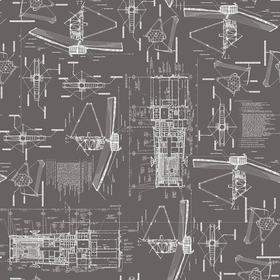 RJR Fabrics The Hidden Universe Satellites Ahead Carbon Paper Cotton Fabric by the Yard or Select Length RJ6025-CP2D