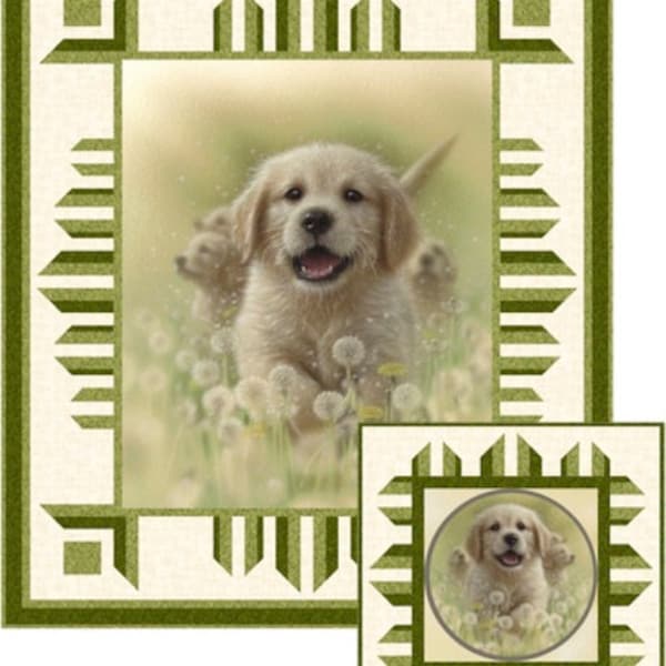 Puppy Love Set~36" x 41" Wall and (2) 18" x 18" Pillow Tops~Quilt Kit (Includes pattern/fabric for tops and binding) AAFQK-428