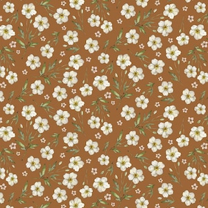 Figo~Heavenly Hedgerow~White Flowers~Gold~Cotton Fabric by the Yard or Select Length 90585-50