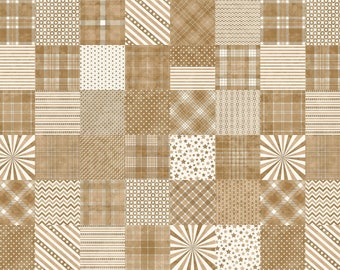Tela de algodón color canela con estampado digital de patchwork patriótico indivisible de Quilting Treasures, cortada a medida o con largo seleccionado 28683-A